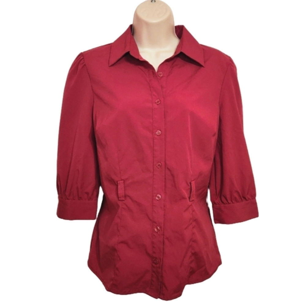 Style & Co Hot Pink Stretch Button Front Shirt Size 4